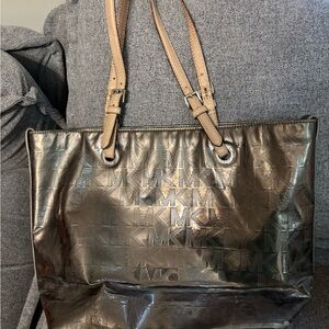 Michael Kors Silver Tote Bag with Sleek Metallic Finish